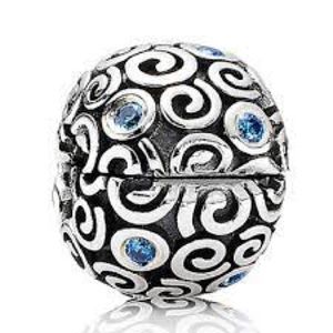 Authentic Pandora 925 Silver Blue CZ Water Clip